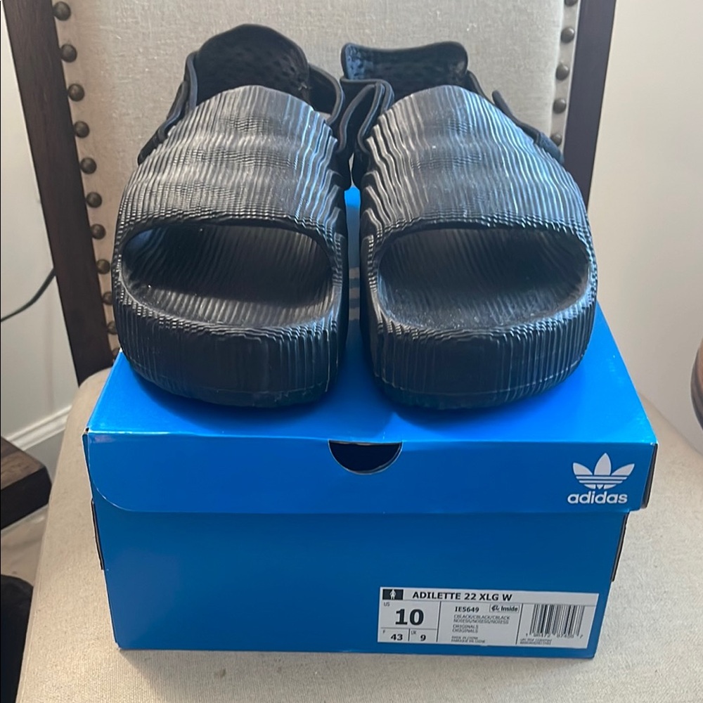 Adidas Black Adilette Slides